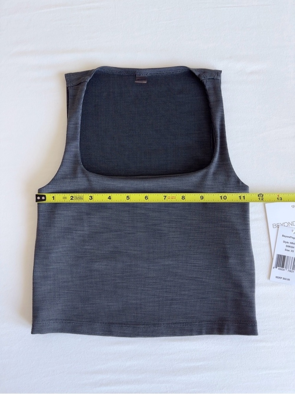 Beyond Yoga Heather Rib Square Neck Cropped Tank Smoke Grey XS - Picture 5 of 13